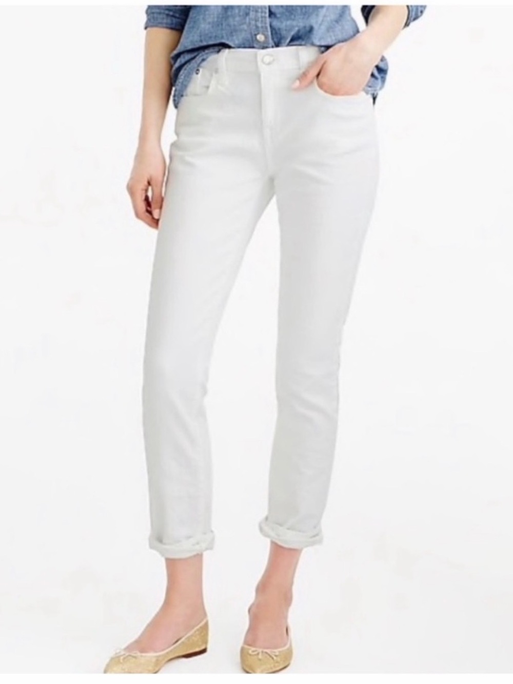 J. Crew Slim Broken In Boyfriend White Jeans